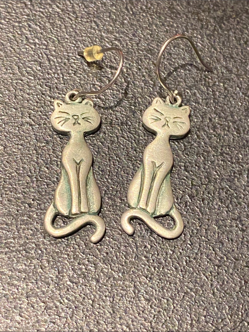 Cute Cat Drop Earrings - Silver Tone pewter by Chelsea Pewter